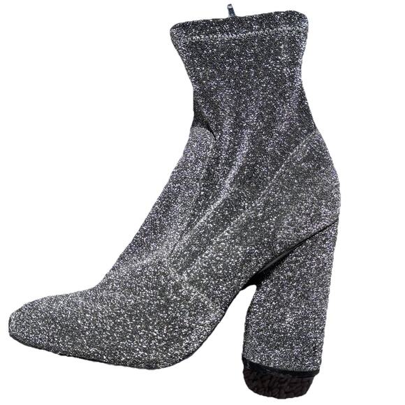 Steve Madden Garrick Silver Sparkle Block Heel Ankle Boots Womens sz 7.5 - Picture 8 of 8